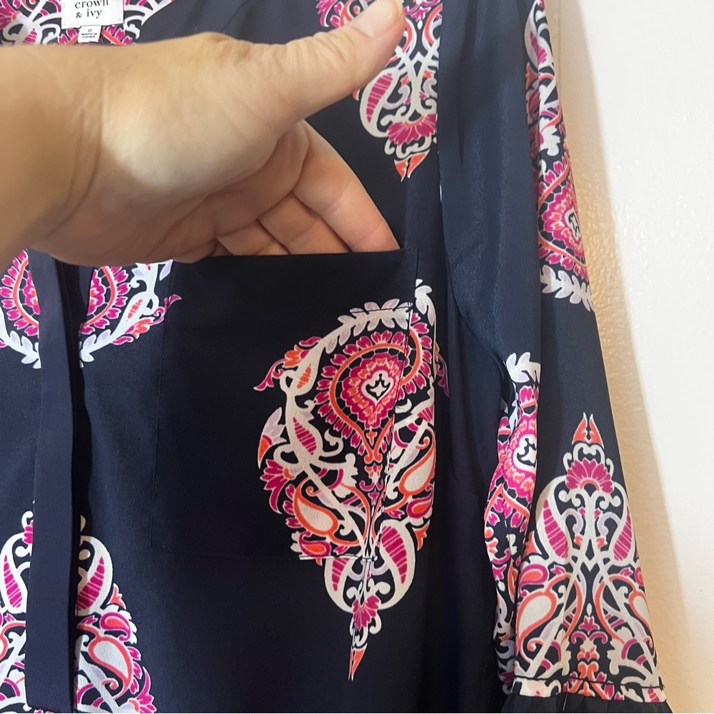 NWOT Crown & Ivy Vibrant Pink and Navy Dress Size 6 - Picture 10 of 13